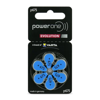 6 x baterie do aparatów słuchowych Power One Evolution Varta 675