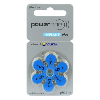 6 x Power One Implant Plus 675 MF Hearing Aid Batteries
