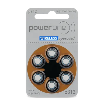 6 x Power One SAB Varta 312 hearing aid batteries