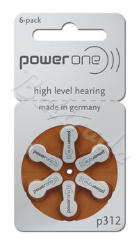 6 x baterie do aparatów słuchowych Power One Varta 312