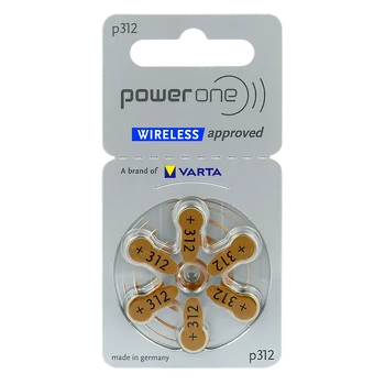 6 x Power One Varta 312 MF Hearing Aid batteries