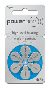 6 x baterie do aparatów słuchowych Power One Varta 675