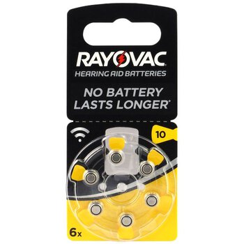 6 x Rayovac 10 Hearing aid Batteries