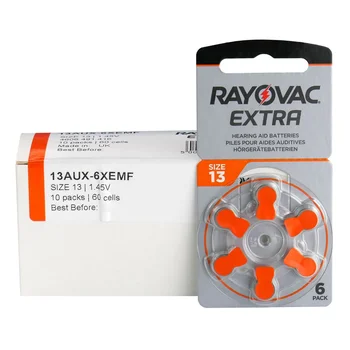 6 x baterie do aparatów słuchowych Rayovac Extra 13