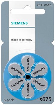 6 x baterie do aparatów słuchowych Siemens 675