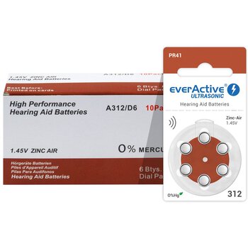 132 x baterie do aparatów słuchowych everActive ULTRASONIC 312