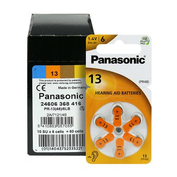60 x Panasonic 13 / PR13 / PR48 hearing aid batteries