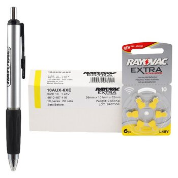 60 x baterie do aparatów słuchowych Rayovac Extra Advanced 10 + magnetyczny chwytak do baterii Rayovac