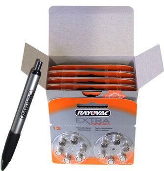 60 x baterie do aparatów słuchowych Rayovac Extra Advanced 13 + chwytak do baterii