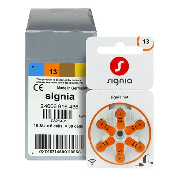 60 x Signia 13 hearing aid batteries