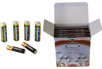60 x Rayovac Extra Advanced 312 + 4 x LR6 Sanyo + 2 x LR03 Duracell