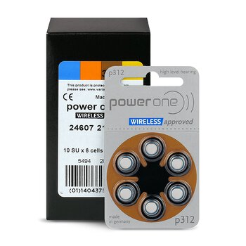 600 x Power One SAB Varta 312 Hearing Aid Batteries