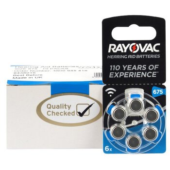 600 x baterie do aparatów słuchowych Rayovac 675 / PR44