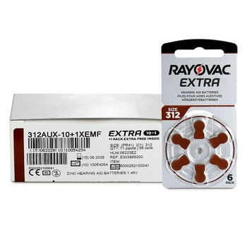 66 x baterie do aparatów słuchowych Rayovac Extra 312