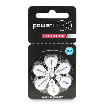 6 x Power One Evolution Varta 675 hearing aid batteries