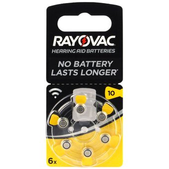 6 x Rayovac 10 Hearing aid Batteries