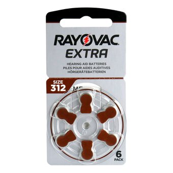 6 x Rayovac Extra 312 Hearing Aid batteries