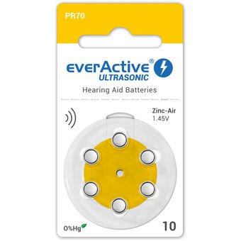 6 x everActive ULTRASONIC 10 Hearing aid Batteries