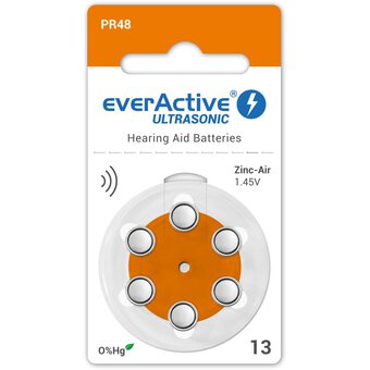 6 x everActive ULTRASONIC 13 Hearing aid batteries