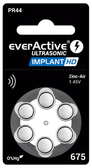 6 x everActive ULTRASONIC IMPLANT HD 675 Hearing Aid Batteries
