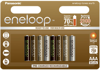 8 x Panasonic Eneloop Tones Earth R03/AAA 800mAh (Blister)