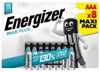 8 x Energizer Max Plus LR03/AAA Alkaline Battery (blister)