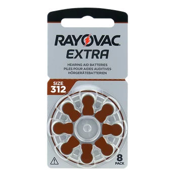 8 x Rayovac Extra 312 hearing aid batteries