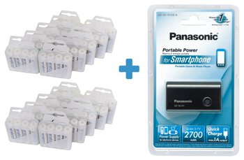 80 x Panasonic Eneloop R6 AA 2000mAh - pakowane 4 szt. / box + Portable Power Panasonic QE-QL101EE-K