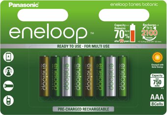 8 x Panasonic Eneloop Tones Botanic R03/AAA 800mAh (Blister)
