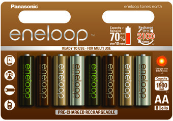 8 x Panasonic Eneloop Tones Earth R6/AA 2000mAh Rechargeable battery (blister)
