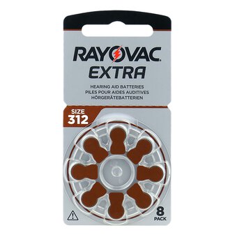 8 x Rayovac Extra 312 hearing aid batteries