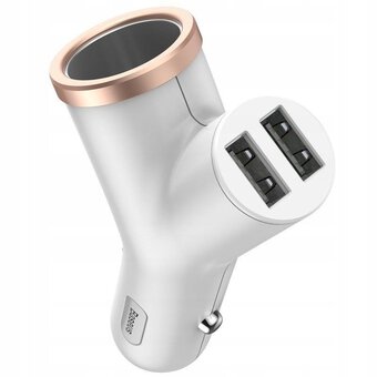 Baseus Y Type BSC-C16N CCALL-YX02 3.4A car charger with two USB ports and cigarette lighter socket