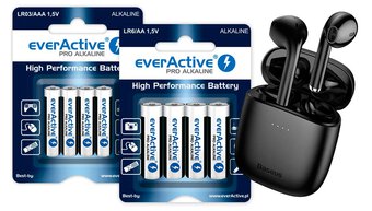 everActive Pro Alkaline Batteries 336pcs LR6, 336pcs LR03 + Bluetooth Headphones Baseus Encok W04 NGW04-01