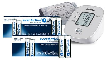 everActive Pro Alkaline Batteries 700pcs LR6/AA, 700pcs LR03/AAA+Omron M2 Basic Blood Pressure Monitor