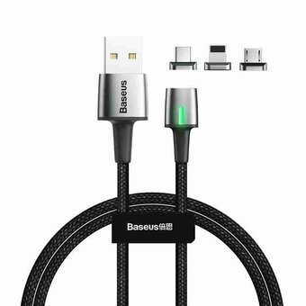 3in1 USB cable - USB-C, Lightning, micro USB magnetic 200cm Baseus Zinc TZCAXC-B01 Quick Charge up to 2A