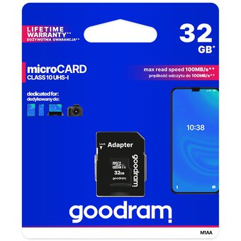 GOODRAM microSDHC 32GB Class 10 UHS-I + SD Adapter