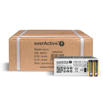 Master carton 800 pcs. (20x 40-packs) everActive Industrial Alkaline AA / LR6 batteries