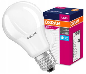 LED bulb OSRAM E27 BALL 5.5W LED VALUE CLASSIC A 40 Natural 4000K