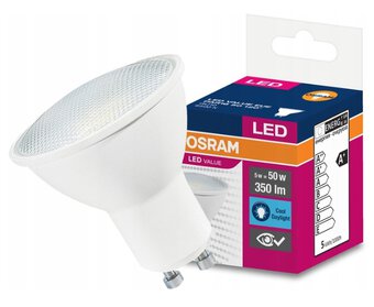OSRAM GU10 LED Bulb 5W LED VALUE Cold 6500k (120 degree lighting angle)