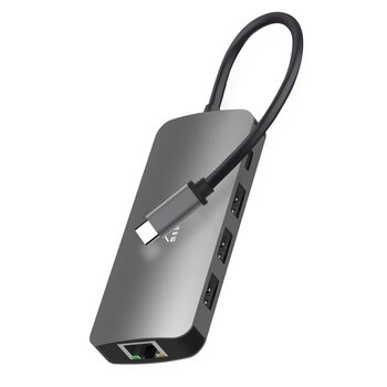Adapter 8in1 Media-Tech MT5044 Hub Pro USB-C to 3x USB 3.0 + HDMI + USB-C PD + RJ45 + microSD / SD reader