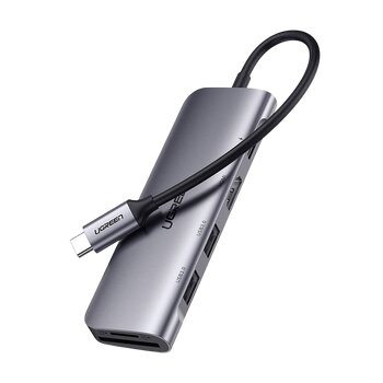 USB-C 6-in-1 Hub Adapter Ugreen CM195 15214 2x USB 3.0 + HDMI + USB-C + SD and micro SD card reader