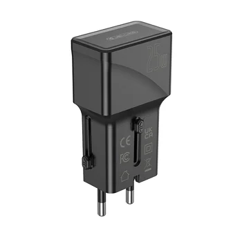 JELLICO 25W PD QC3.0 S6 mini PD Travel Adapter 25W 1xUSB-C + 1xUSB QC3.0 Black