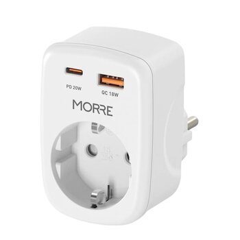MORRE M409 AC Adapter - 1 AC Outlet, 1xUSB-C 20W, 1xUSB-A 18W MORRE M409 AC Adapter - 1 AC Outlet, 1xUSB-C 20W, 1xUSB-A 18W