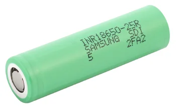 2x Rechargeable battery 18650 Li-ion 2500 mAh Samsung INR18650-25R 20A. Lithium-ion cell - BOX / container