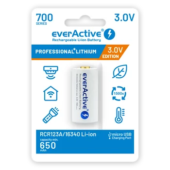 everActive 16340 3V Li-ion 700mAh micro USB battery with BOX protection