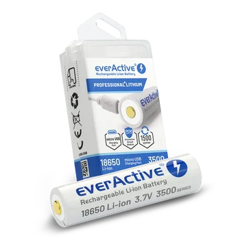 everActive 18650 3.7V Li-ion 3500mAh micro USB battery with BOX protection
