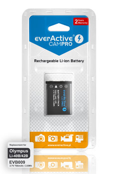 Battery everActive CamPro-replacement LI-42B/LI-40B/NP-80/NP-45/EN-EL10/KLIC7006/D-LI63...