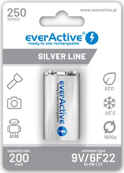 Rechargeable everActive 6F22/9V Ni-MH 250 mAh ready to use