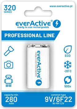 Rechargeable everActive 6F22/9V Ni-MH 320 mAh ready to use