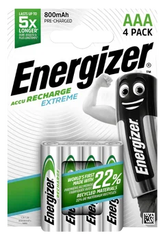 Akumulatorki Energizer R03/AAA Ni-MH 800mAh Extreme - 4 sztuki